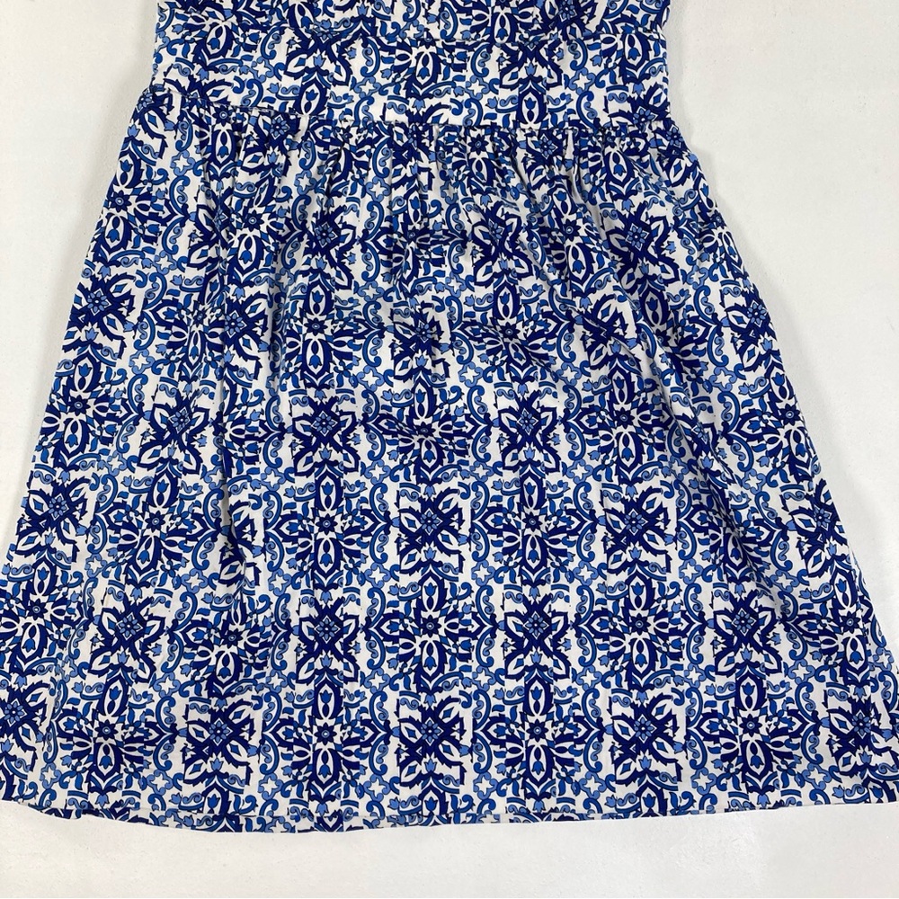 Milly for Design Nation Banvin Blue White Floral Sleeveless Fit Flare Dress 10 - Picture 4 of 16